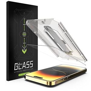 lot 7425 image: MUAAZ Tempered Glass Screen Protector for apple iPhone 14 Pro Max phone, 6.7 Inch 2 pack, 1pc iPhone 14 pro max Camera Lens Protector, 9H Hardness, anti-scratch, Bubble Free & with auto alignment Kit