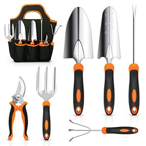 lot 7432 image: Garden Tool Set, CHRYZTAL Stainless Steel Heavy Duty Gardening Tool Set, with Non-Slip Rubber Grip, Storage Tote Bag, Outdoor Hand Tools, Ideal Garden Tool Kit Gifts for Women and Men