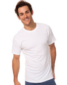 lot 7437 image: Hanes Ultimate Mens 4-Pack Tagless ComfortSoft Crewneck T-Shirt, White, Large