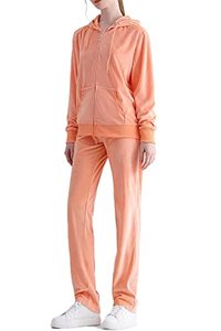 lot 7438 image: Facitisu Tracksuit for Women Set 2 Piece Jogging Suits Velour Sweat Outfits Orange