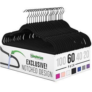 lot 7447 image: Velvet Hangers 60 Pack Black � Heavy Duty Velvet Clothes Hangers - Non Slip Felt Coat and Suit Hangers for Closet - Lightweight Thin Space Saving Ganchos para Colgar Ropa