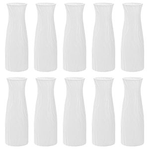 lot 7452 image: SOUJOY 10 Pack Composite Plastic Flower Vase, White Small Tall Conic Floral Vase Home Decor Centerpieces, Unbreakable Bud Vase for Decor Living Room