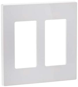 lot 7454 image: Leviton 80309-SW 2-Gang Decora Plus Wallplate Screwless Snap-On Mount, White