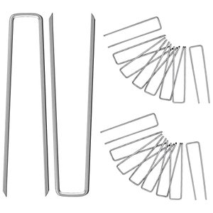lot 7465 image: FUTED 12 Inch Garden Landscape Staples Stakes, 25 Pack Galvanized Garden Stakes Heavy Duty Metal Ground Stakes for Securing Lawn Fabric (25, 12 Inch)
