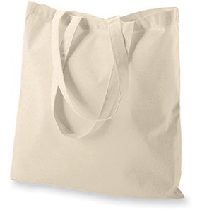 lot 7467 image: ATMOS GREEN 12 Pack 15x16 inch with 27 long handle 5 Oz NATURAL color Recycled Cotton Tote Bags Sustainable Eco Friendly reusable grocery super strong great for promotion branding gift MADE in INDIA