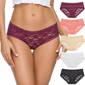 lot 7471 image: Wealurre Womens Underwear Lace Sexy Panties Bikini Panty for Women Seamless Hipster pack(827M,BWAWiPum)