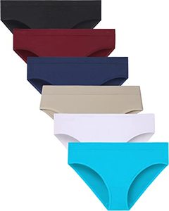 lot 7476 image: Areke Womens Bikini Panties Seamless Underwear, Soft Stretch Cheekini Hipster Briefs 6 Pack (M Colorful Assorted)