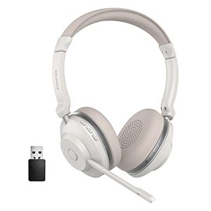 lot 7492 image: Wireless Headset, Bluetooth Headset with Noise Canceling Microphone, 45Hrs Working Time Office Headphones with USB Dongle & Mic Mute for PhoneComputerRemote WorkSkypeZoomMeetingCall Center