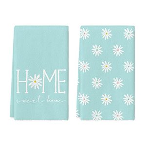 lot 7493 image: Artoid Mode Spring Blue Home Sweet Home Flowers Kitchen Towels Dish Towels, 18x26 Inch Summer Seasonal Decoration Hand Towels Set of 2