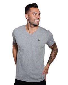 lot 7495 image: INTO THE AM V Neck T Shirts Men Fitted Casual Essential Basic Undershirt Sleep Vneck Tshirt for Guys (Grey, X-Large)