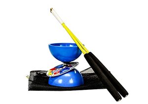 lot 7505 image: Tropic Chinese YoYo Set with Chinese YoYo Sticks and Mesh Carry Bag - Diablo Toy Designed by Cirque du Soleil and Higgins Brothers - Medium Size with Solid Colors (Blue)