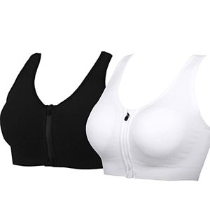 lot 7524 image: YEYELE Women 2 Pack Zip Front and Removable Pads Tank Top Racerback Padded Yoga Sports Bra