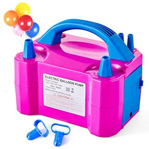 lot 7532 image: DEMELA Electric Air Balloon Pump Portable Air Blower Pump for Balloons 110V 600W Dual Nozzle Electric Inflator for Party Decoration Sports Rose Red
