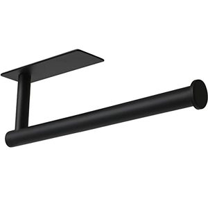 lot 7543 image: theaoo Under Cabinet Paper Towel Holder for Kitchen, Adhesive Towel Roll Rack for Bathroom,Wall Mounted Matte Black, SUS304 Stainless Steel