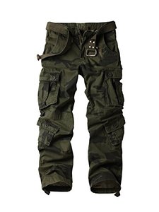 lot 7552 image: AKARMY Mens Casual Cargo Pants Military Army Camo Pants Combat Work Pants with 8 Pockets(No Belt) F Camo 42