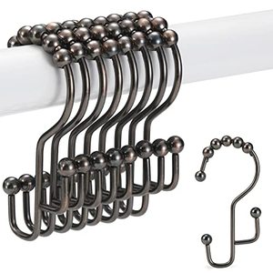 lot 7556 image: Shower Curtain Rings, SUTINE Shower Curtain Hooks, Rust-Resistant Stainless Steel Shower Curtain Rings, Free Sliding Double Shower Curtain Hooks for Shower Curtains & Liners, 12pcs-Bronze