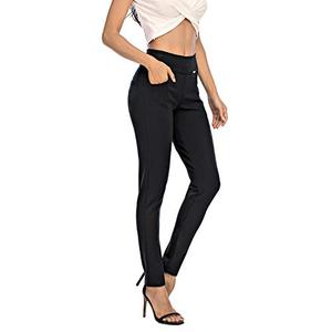 lot 7563 image: neezeelee Dress Pants for Women Comfort High Waist Skinny Stretch Slim Fit Leg Easy into Pull on Ponte Pants for Work (Black, 4 (Small))