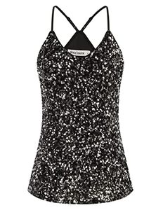 lot 7596 image: GRACE KARIN Womens Sleeveless Sparkle Shimmer Camisole Vest Sequin Tank Tops