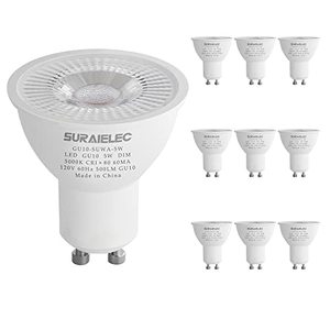 lot 7622 image: SURAIELEC 10 Pack GU10 LED Bulb Dimmable, 50W Halogen Equivalent, 5000K Daylight White Glow for Recessed Lighting, Range Hood, 5W 500LM Track Light Bulbs, 40°Beam Angle