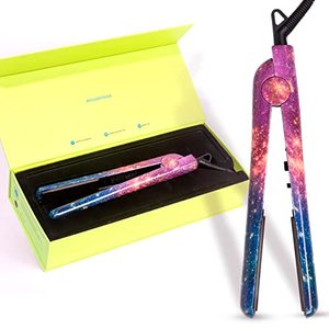 lot 7641 image: PYT Unicorn Pro Hair Straightener - Ceramic Flat Iron for Professional Styling. 150 W Power Output, Adjustable Temperature Suitable for All Hair Types. Straighten, Curl or Wave (Galaxy)