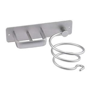 lot 7644 image: Kepfire Aluminum Bathroom Hair Dryer Holder Kitchen Hanging Rack Beauty Care Tools Wall Mount Styling Organizer Storage Basket - Silver