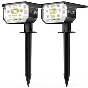 lot 7645 image: Solar Spot Lights Outdoor Landscape Lights, 50 LEDs Solar Spotlight Outdoor Auto OnOff with 3 Modes, LITLISFlY IP67 Solar Outdoor Lights Waterproof Garden Light, 2-in-1 Solar Spotlight for Yard,2pack