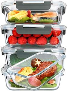 lot 7648 image: M MCIRCO 5-Packs, 36 Oz. Glass Meal Prep Containers with Lifetime Lasting Snap Locking Lids Glass Food Containers,Airtight Lunch Container,Microwave, Oven, Freezer and Dishwasher (4.5 Cup)