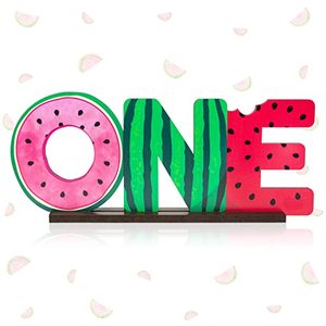 lot 7661 image: OSNIE Watermelon One Letter Sign Wooden Table Centerpieces One in a Melon Party Decorations for Baby Boys Girls Summer Fruit Watermelon Theme 1st Birthday Milestone Baby Shower Cake Smash Photo Props