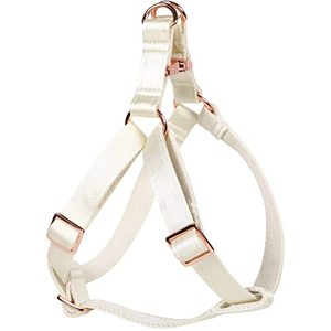 lot 7672 image: Lionet Paws Dog Harness, No-Pull Adjustable Silk Nylon Webbing Pet Harness with Metal Buckle for Small Dogs Easy Walking, White, S