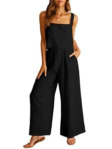 lot 7676 image: ANRABESS Womens 2 Piece Sets Summer Vacation Outfits Casual Fashion Tracksuits Comfy Clothes Lounge Set Linen Crop Tank Top Jumpsuits 2023 Spring Break Out 732heise-M