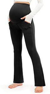 lot 7686 image: JOYSPELS Maternity Pants with Pockets, Womens Pregnancy Flare Maternity Leggings, High Waisted Maternity Workout Yoga Pants for Work Casual (Black, M)