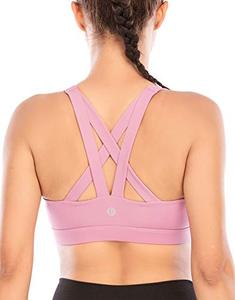 lot 7689 image: RUNNING GIRL Sports Bra for Women, Criss-Cross Back Padded Strappy Sports Bras Medium Support Yoga Bra with Removable Cups (WX2575.Pink-1, L)