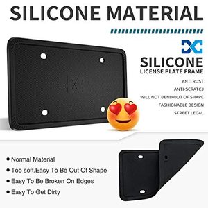lot 7696 image: XCLPF Silicone Black License Plate Frame Covers 1 Pack- Front and Back Car Plate Bracket Holders. Rust-Proof, Rattle-Proof, Weather-Proof (Black)