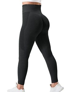 lot 7707 image: QOQ Womens Seamless Scrunch Butt Lifting Leggings High Waisted Workout Gym Yoga Tights Pant Black M