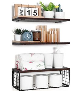 lot 7713 image: Bathroom Shelves Over Toilet Wall Shelves Floating Book Shelf for Wall Decor Bathroom Shelves Wall Mounted Floating Shelves for Wall Restroom Farmhouse Bedroom Decor Bathroom Furniture Wall Organizer