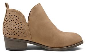 lot 7714 image: Vepose Womens 912 Ankle Boots, Low Heel Chunky Cutout Booties, Tan Nubuck, Size 9 US -Perforated Western Shoes(CJY912 tan Nubuck 09)