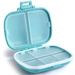 lot 7719 image: Daily Pill Organizer, 8 Compartments Portable Pill Case, Pill Box to Hold Vitamins, Cod Liver Oil