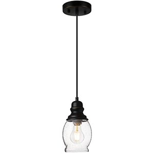 lot 7723 image: WILON Mini Pendant Lights for Kitchen Island, Seeded Glass Pendant Light Kitchen Island Light Fixtures Farmhouse Pendant Lighting Metal Black Pendant Light Over Kitchen Island Sink Dining Table