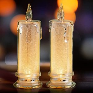lot 7727 image: Moosky LED Flameless Candles 2pcs Battery Operated Candles Floating Led Candles Light Crystal Pillar Candles for Romantic Valentines Day Birthday Propose Decorations (D2.5 x H7)