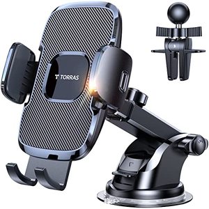 lot 7738 image: TORRAS Ultra-Durable Cell Phone Holder for Car, Universal Mount Dashboard Windshield Vent Compatible with iPhone 14 13 12 11 Pro Max, Samsung Galaxy S20 Ultra S10 Note Plus