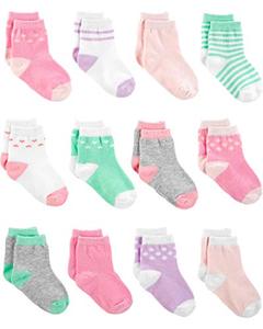 lot 7749 image: Simple Joys by Carters Baby Girls Socks, 12 Pairs, PinkPurpleMint Green, 12-24 Months