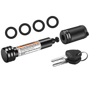 lot 7763 image: METOWARE Black Trailer Hitch Lock, 58 Dia Barbell-Style Locking Hitch Pin, Towing Hitch Receiver Lock with Anti-Rattle, Fits 2 Receiver Tubes, Class III & IV Hitch Receivers (1 Pack)