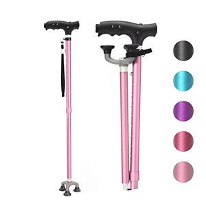 lot 7764 image: BeneCane Walking Cane Adjustable Cane Flexible Walking Cane with LED Light Lightweight Sturdy Portable Walking Stick - Balancing Mobility Aid for Men Women Seniors Comfortable Handle(Pink) (Pink)
