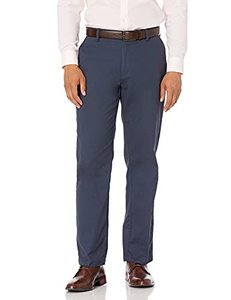 lot 7838 image: Amazon Essentials Mens Classic-Fit Wrinkle-Resistant Flat-Front Chino Pant (Available in Big & Tall), Navy, 36W x 32L