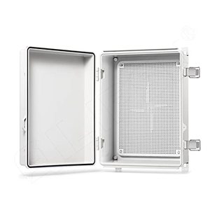 lot 7842 image: QILIPSU Hinged Cover Stainless Steel Latch 370x270x150mm Junction Box with Mounting Plate, ABS Plastic DIY Electrical Project Case IP67 Waterproof Dustproof Enclosure Grey (14.6x10.6x5.9)