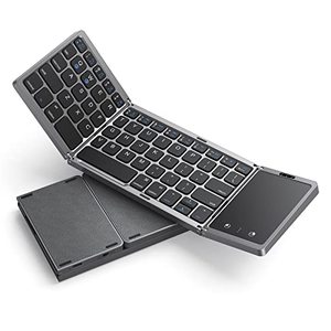 lot 7850 image: seenda Foldable Bluetooth Keyboard for Travel, Tri-Folding Wireless Portable Keyboard with Touchpad, Rechargeable Multi-Device Small Keyboard, for Laptop Tablet PC Smartphone Windows iOS Android