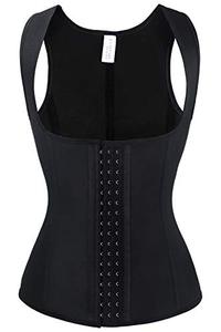 lot 7023 image: Charmian Womens Latex Underbust Waist Training Cincher Steel Boned Body Shaper Corset Vest Vest-Black Medium