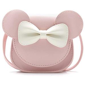 lot 7026 image: HXQ Little Mouse Ear Bow Crossbody Purse,PU Shoulder Handbag for Kids Girls Toddlers(Pink)