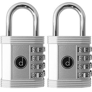 lot 7037 image: Padlock (2 Pack) 4 Digit Combination Lock - for Gym School Locker, Outdoor Gate, Shed, Fence, and Storage - Weatherproof Metal - Keyless, Easy to Set, Resettable - Silver