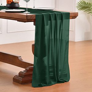 lot 7039 image: LINXTAR 14ft Chiffon Table Runner Emerald Green Spring Decor 29x170 Inches Chiffon Table Overlay Silky Rustic Extra Long for Wedding Party Baby Shower Decoration